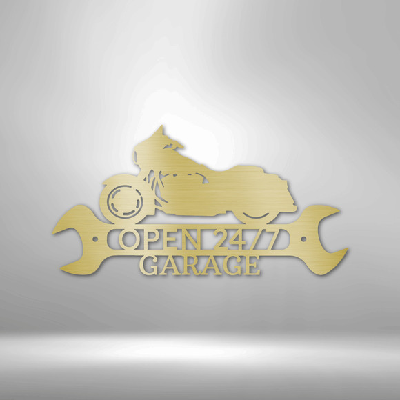 Open 24/7 Garage Steel Sign Laser Cut Powder Coated Home & Office Metal Wall Dec